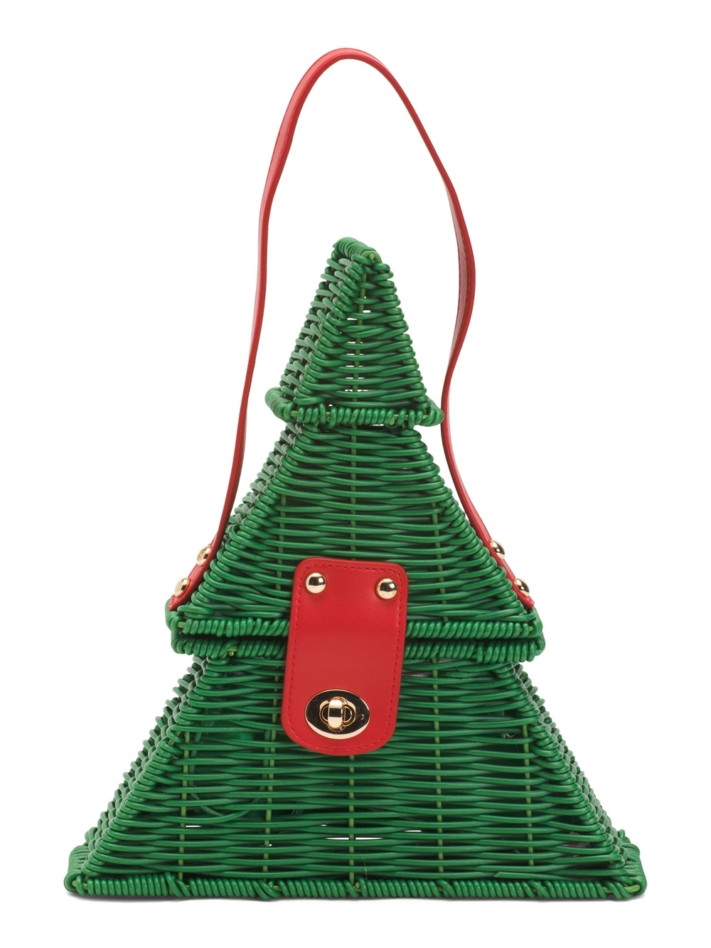 Green Christmas Wicker Shoulder Handbag